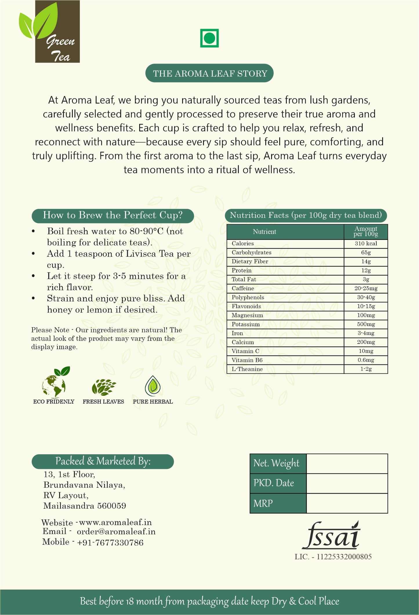 Headache & Migraine Relief Green Tea