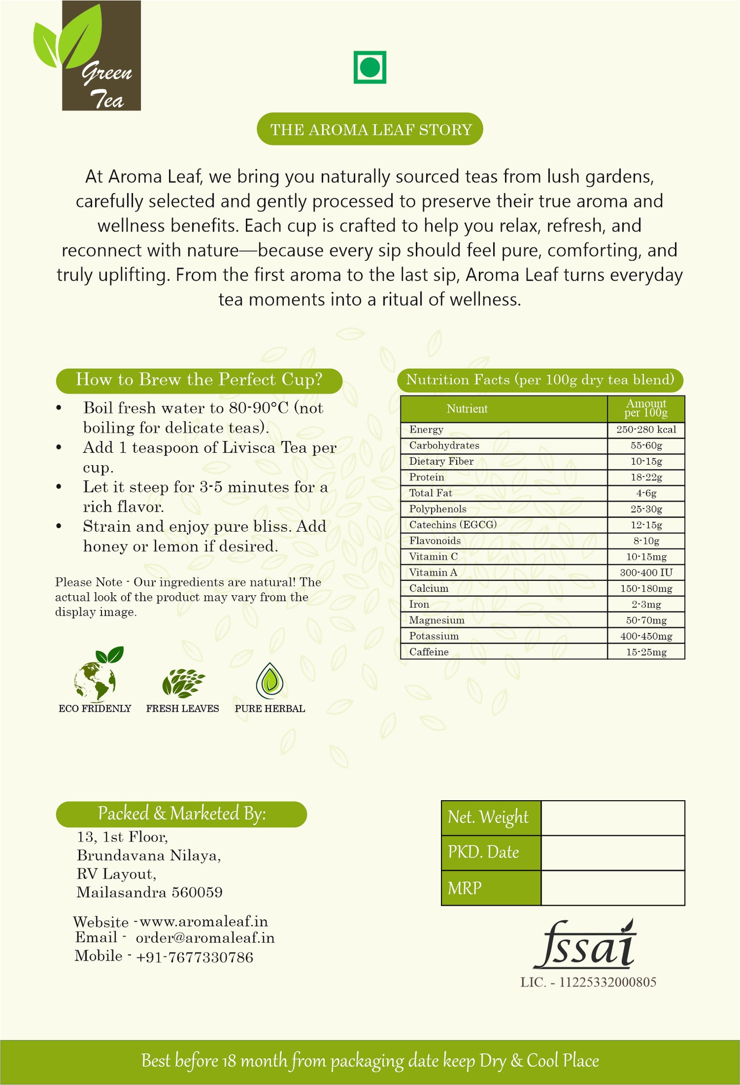 Herbal Mint & Basil Green Tea