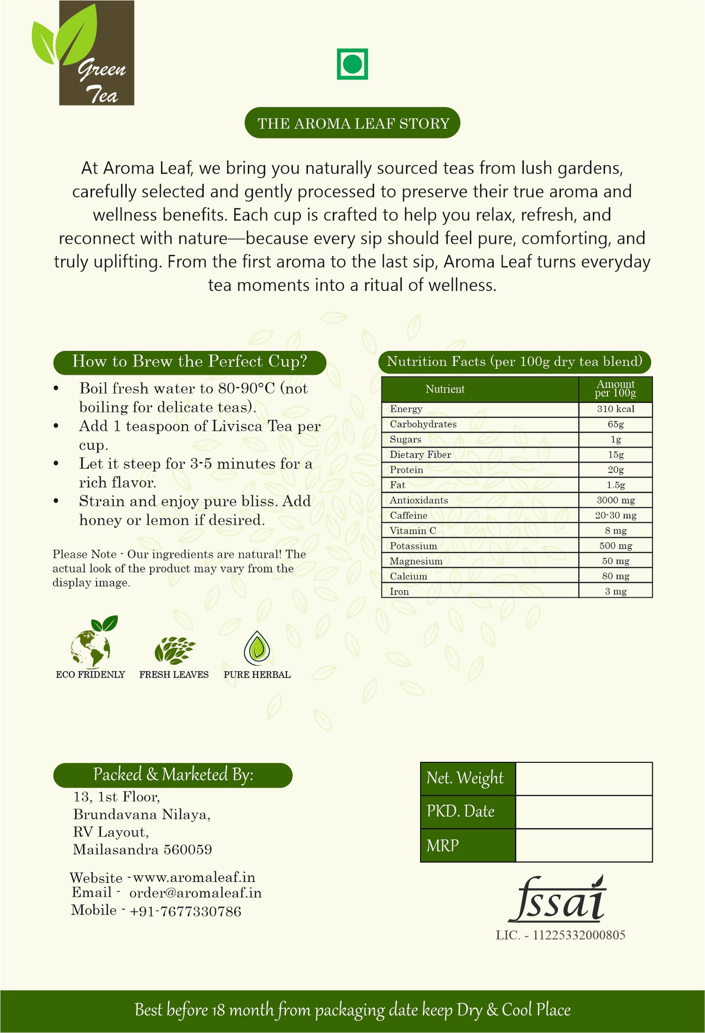 Lemongrass & Ginger Natural Green Tea