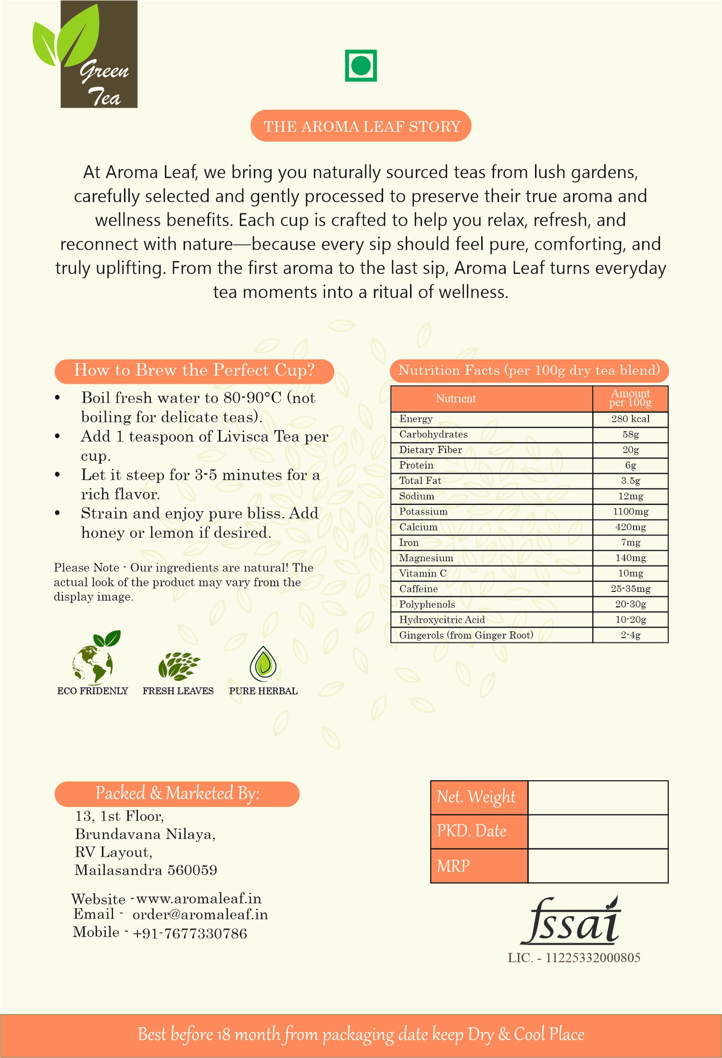 Weight Loss Support Green Tea